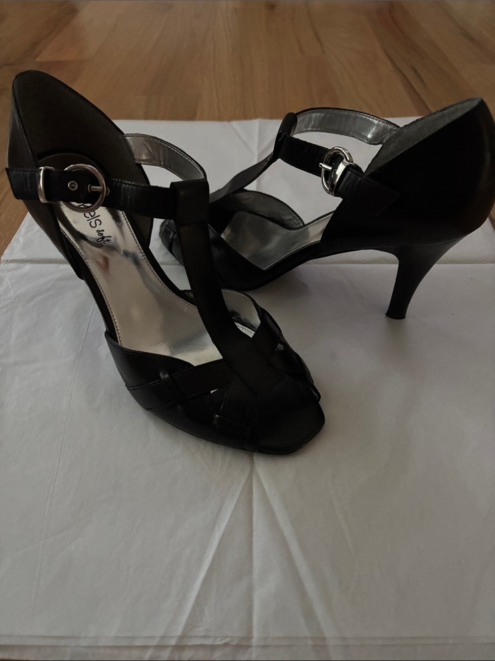 Nickels Black T-Strap Dress Heels